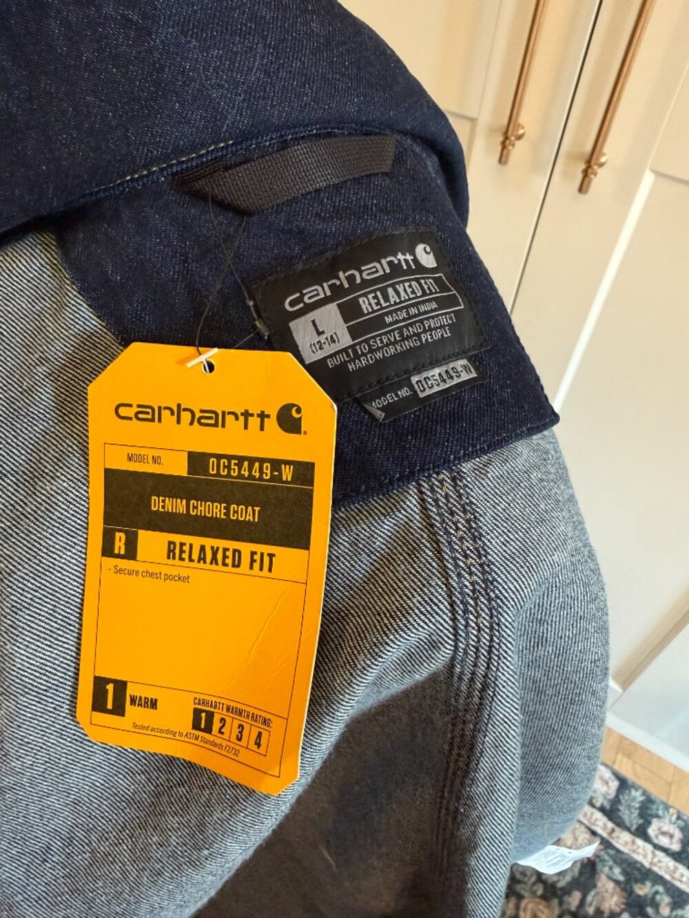 Carhartt Women’s Relaxed Fit Denim Chore Coat - Dark Wash - Size Large - NWT - Picture 3 of 4